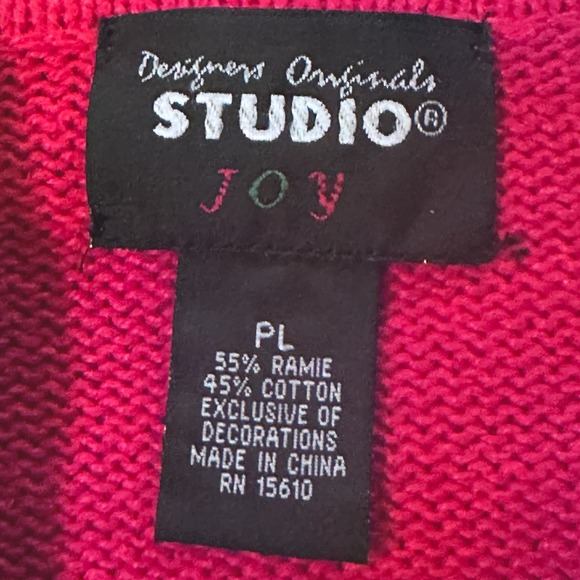 Vintage Studio Joy Christmas Cardigan Sweater With Santa & Snowman Red Size PL - Picture 4 of 6